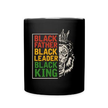 Schwarzer Vater Männer Afro Lion Afrikanisch - Tasse einfarbig - Schwarz - Vorne