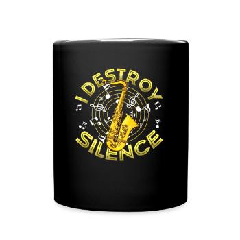 Je détruis le saxophone silencieux et drôle - Mug uni - noir - Devant