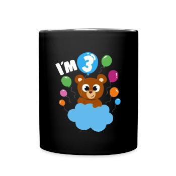 Birthday Teddy Bear 3 Years Old Bday Party Gift - Tasse einfarbig - Schwarz - Vorne