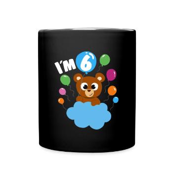 Birthday Teddy Bear 6 Years Old Bday Party Gift - Tasse einfarbig - Schwarz - Vorne