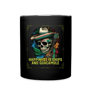 Happiness Is Chips and Guacamole Lover Avocado - Full Colour Mug - black - Front