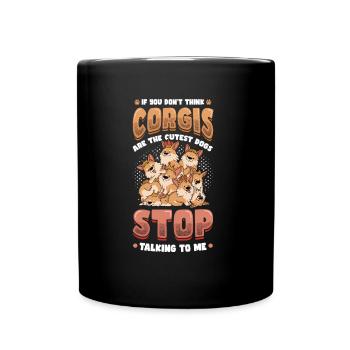 Niedlicher Corgi - Tasse einfarbig - Schwarz - Vorne