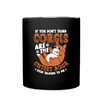 Niedlicher Corgi - Tasse einfarbig - Schwarz - Vorne