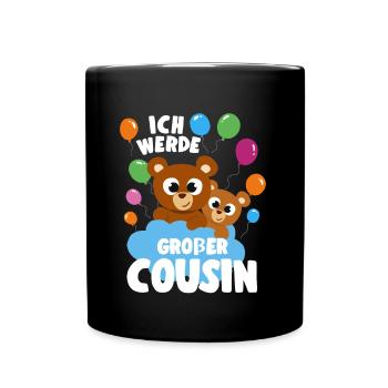 Ich Werde bald Großer Cousin Teddybär Geschenkidee - Tasse einfarbig - Schwarz - Vorne