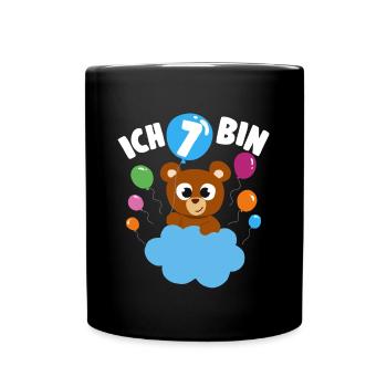 Teddybär Geburtstagshirt 7 Jahre Mädchen Geschenk - Tasse einfarbig - Schwarz - Vorne