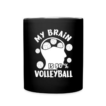 My Brain Is 80 % Volleyball Graphic Gift - Tasse einfarbig - Schwarz - Vorne