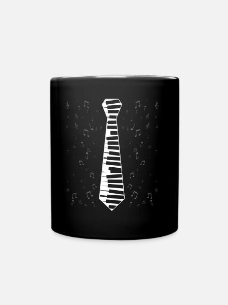 Keyboard Klavier Krawatte Musiknoten Pianist - Tasse einfarbig - Schwarz