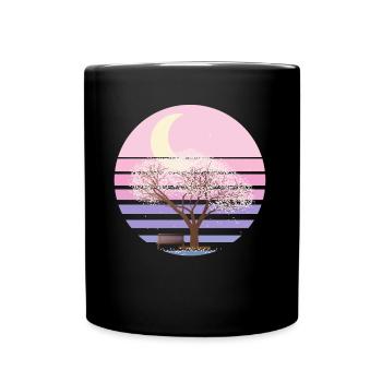 Kirschblüte Japanisch Pastell Goth Moon - Tasse einfarbig - Schwarz - Vorne