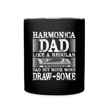 Harmonica Dad Much More Draw-Some Harmonicist - Full Colour Mug - black - Front