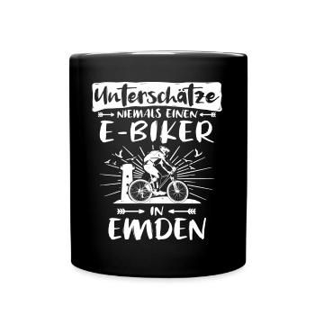 Emden Ebike Emdener Ebiker - Tasse einfarbig - Schwarz - Vorne