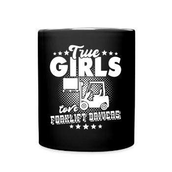 Staplerfahrer Gabelstapler - Tasse einfarbig - Schwarz - Vorne