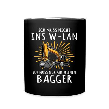 Baggerführer Bagger Baggerfahrer - Tasse einfarbig - Schwarz - Vorne
