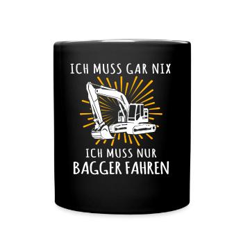 Baggerführer Bagger Baggerfahrer - Tasse einfarbig - Schwarz - Vorne