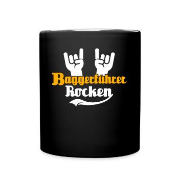 Baggerführer Bagger Baggerfahrer - Tasse einfarbig - Schwarz - Vorne