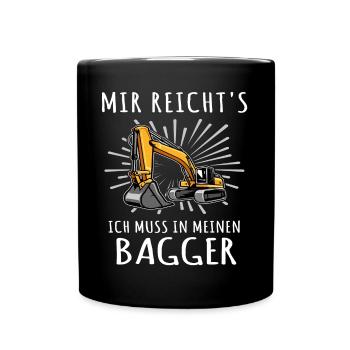 Baggerführer Bagger Baggerfahrer - Tasse einfarbig - Schwarz - Vorne
