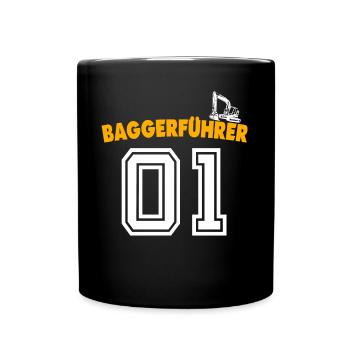 Baggerführer Bagger Baggerfahrer - Tasse einfarbig - Schwarz - Vorne