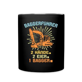Baggerfahrer Bagger Fahren - Tasse einfarbig - Schwarz - Vorne