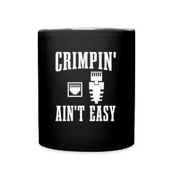 Crimping is not easy for networking fans - Full Colour Mug - black - Front