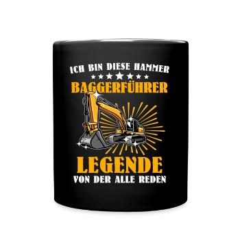 Baggerfuehrer Baggerfahrer - Tasse einfarbig - Schwarz - Vorne