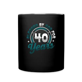 Religious by God for 40 years - Full Colour Mug - black - Front