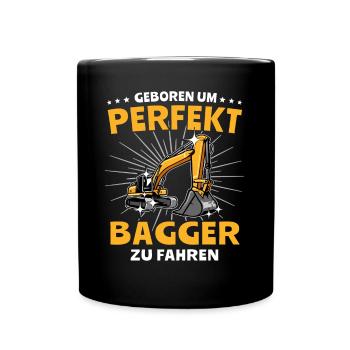 Baggerführer Bagger Baggerfahrer - Tasse einfarbig - Schwarz - Vorne