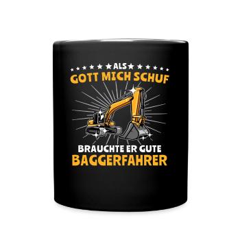 Baggerführer Bagger Baggerfahrer - Tasse einfarbig - Schwarz - Vorne
