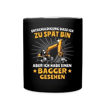 Baggerführer Bagger Baggerfahrer - Tasse einfarbig - Schwarz - Vorne