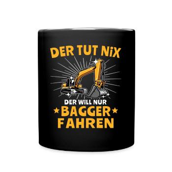 Baggerführer Bagger Baggerfahrer - Tasse einfarbig - Schwarz - Vorne