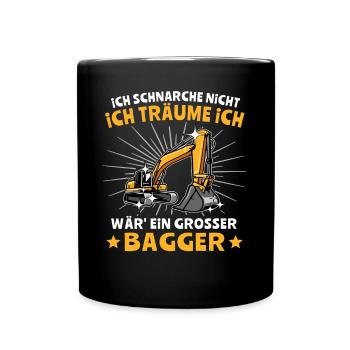 Baggerführer Bagger Baggerfahrer - Tasse einfarbig - Schwarz - Vorne