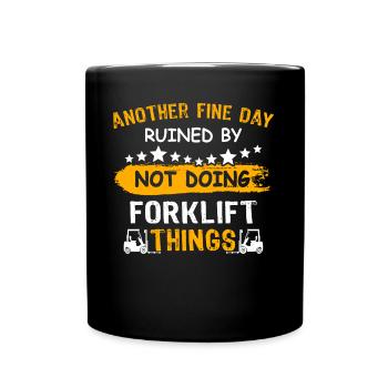 Gabelstapler Staplerfahrer - Tasse einfarbig - Schwarz - Vorne