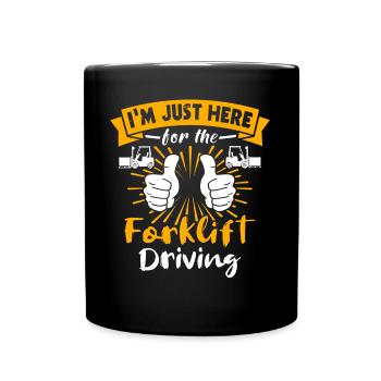 Gabelstapler Staplerfahrer - Tasse einfarbig - Schwarz - Vorne
