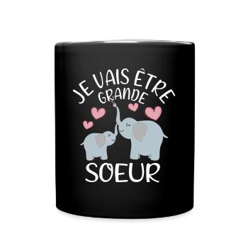 Future Grande Sœur Eléphant - Tasse einfarbig - Schwarz - Vorne