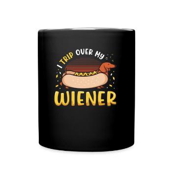 Ich Stolpere Über Meinen Wiener Hund - Tasse einfarbig - Schwarz - Vorne