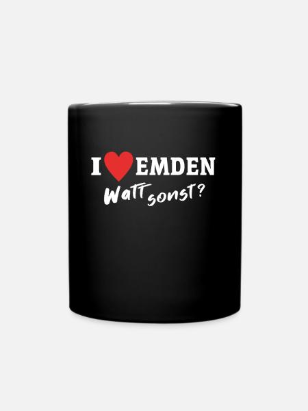 I Love Emden Liebe Emdener - Tasse einfarbig - Schwarz