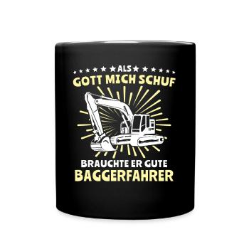 Baggerfuehrer Baggerfahrer - Tasse einfarbig - Schwarz - Vorne