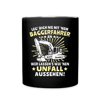 Baggerfuehrer Baggerfahrer - Tasse einfarbig - Schwarz - Vorne