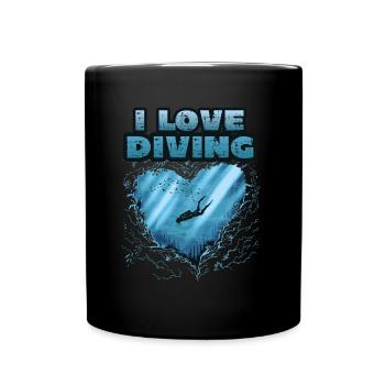 I love diving, scuba diving - Full Colour Mug - black - Front