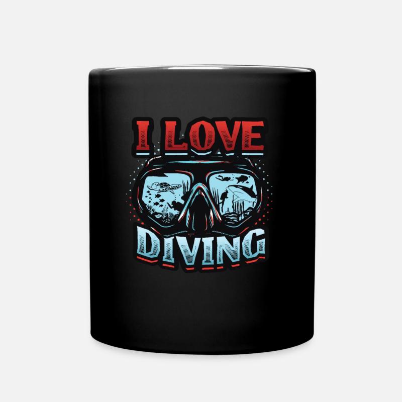 J’adore la plongée, la plongée sous-marine - Mug uni - noir