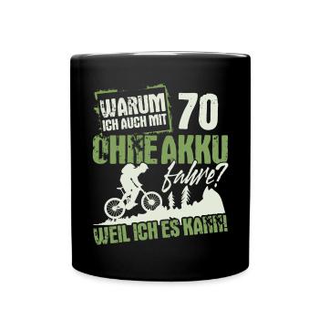 70 Geburtstag Mountainbiker 70 Jahre - Tasse einfarbig - Schwarz - Vorne