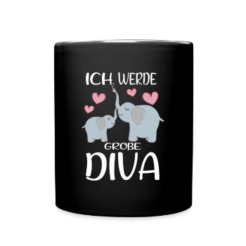 Werde Große Schwester Diva Verkünden Elefanten - Tasse einfarbig - Schwarz - Vorne