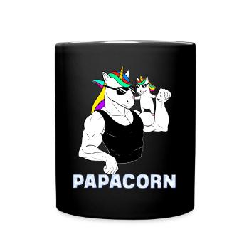 Dad Unicorn Humor Papcorn Gift Father's Day - Full Colour Mug - black - Front