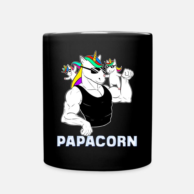 Papa Vatertagsgeschenk Papcorn - Tasse einfarbig - Schwarz
