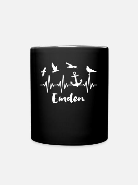 Emden EKG Emdener Herzlinie - Tasse einfarbig - Schwarz