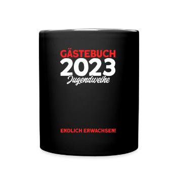 Gästebuch 2023 Jugendweihe Endlich Erwachsen! Gesc - Tasse einfarbig - Schwarz - Vorne