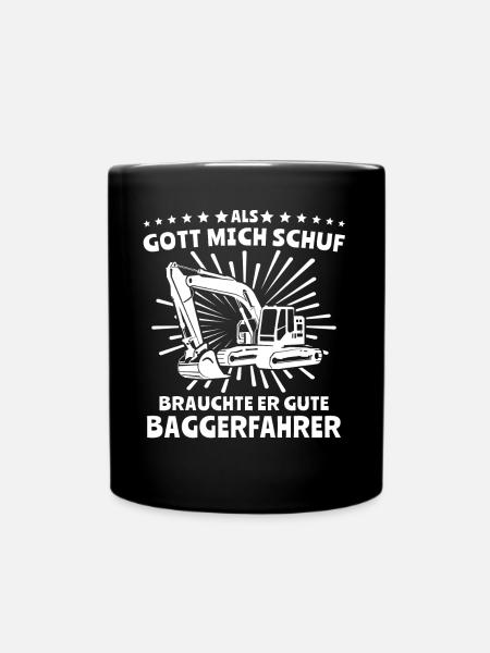 Baggerfahrer Bagger - Tasse einfarbig - Schwarz