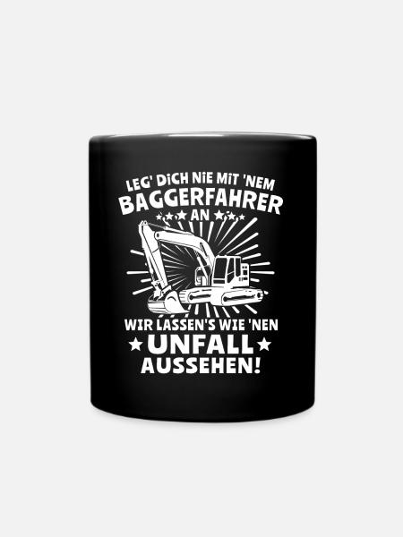 Baggerfahrer Bagger - Tasse einfarbig - Schwarz