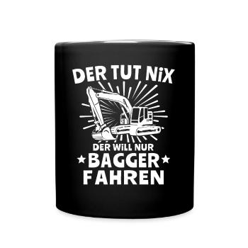 Baggerfahrer Bagger - Tasse einfarbig - Schwarz - Vorne