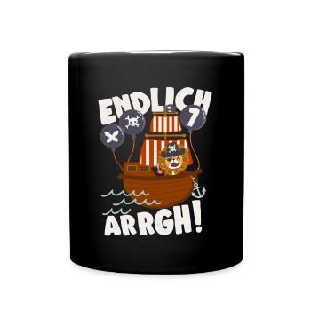 Piraten Geburtstag Löwe Endlich 7 Jahre Alt Junge - Tasse einfarbig - Schwarz - Vorne