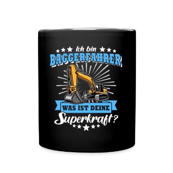 Baggerführer Bagger Baggerfahrer - Tasse einfarbig - Schwarz - Vorne