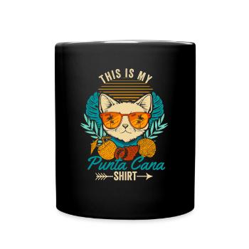 Ceci est ma Punta Cana Shirt Retro Cat Dominican - Mug uni - noir - Devant